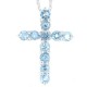 Natural Aquamarine Cross Pendant Necklace 14Kt White Gold 