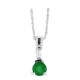 Genuine Emerald Diamond Pendant Necklace 14Kt White Gold 