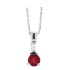 Genuine Ruby Diamond Pendant Necklace 14Kt White Gold 