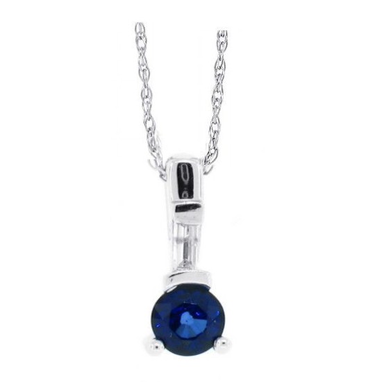 Genuine Sapphire Diamond Pendant Necklace 14Kt Gold 