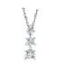 Three Stone Diamond Pendant Necklace 10Kt White Gold 