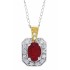 Genuine Ruby and Diamond Pendant Necklace 14Kt White Gold 