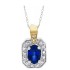 14Kt White Gold Blue Sapphire Diamond Pendant Necklace