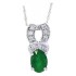 Genuine Emerald and Diamond Pendant Necklace 14Kt White Gold 