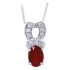 Genuine Ruby and Diamond Pendant Necklace 14Kt White Gold 