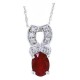 Genuine Ruby and Diamond Pendant Necklace 14Kt White Gold 