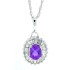 Oval Amethyst Baguette Diamond Pendant Necklace 14Kt Gold 