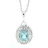 Genuine Aquamarine Diamond Pendant Necklace 14Kt White Gold 