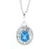 Oval Blue Topaz Baguette Diamond Pendant Necklace 14Kt Gold 