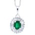 Emerald and Baguette Diamond Pendant Necklace 14Kt Gold 