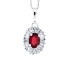 Ruby and Baguette Diamond Pendant Necklace 14Kt White Gold 