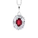 Ruby and Baguette Diamond Pendant Necklace 14Kt White Gold 