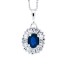 Natural Blue Sapphire Diamond Pendant Necklace 14Kt Gold 