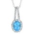 Oval Blue Topaz and Diamond Pendant Necklace 10Kt White Gold 