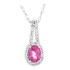 Pink Topaz Diamond Halo Pendant Necklace 10Kt Gold 