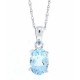 Genuine Aquamarine Pendant Necklace Sterling Silver 