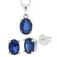 Sapphire Pendant and Earrings Set 14Kt White Gold (2.51cttw)