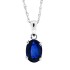 Oval Natural Sapphire Pendant Necklace 14Kt White Gold