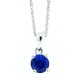 Round Natural Sapphire Pendant Necklace 14Kt White Gold 5mm