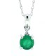 Genuine Emerald Diamond Pendant Necklace Sterling Silver 5MM