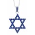 Blue Sapphire Jewish Star Of David Pendant Necklace 10Kt Gold 