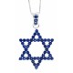 Sapphire Jewish Star Of David Pendant Necklace 10Kt Gold 