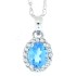 Blue Topaz and Diamond Halo Pendant Necklace 10Kt White Gold 