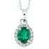 Oval Emerald Diamond Halo Pendant Necklace 10Kt White Gold 