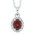 Oval Garnet Diamond Pendant Necklace 10Kt White Gold