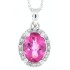 Oval Pink Topaz Diamond Halo Pendant Necklace 10Kt Gold 