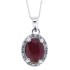 Oval Ruby and Diamond Halo Pendant Necklace 14Kt White Gold