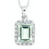 Emerald Cut Green Amethyst Diamond Pendant Necklace 10Kt Gold