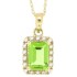 1.36 ct.t.w.Emerald Cut Genuine Peridot and Diamond Halo Pendant Necklace 10Kt Yellow Gold 