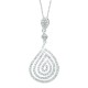 Swirling Diamond Pendant Necklace 10Kt White Gold 