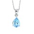 Pear Shaped Genuine Aquamarine Pendant Necklace 14Kt Gold