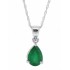 Pear Shaped Genuine Emerald Pendant Necklace 14Kt Gold