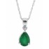 Pear Shape Genuine Emerald Pendant Necklace 14Kt Gold