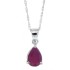 Pear Shape Genuine Ruby Pendant Necklace 14Kt White Gold