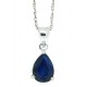 Pear Shaped Genuine Sapphire Pendant Necklace 14Kt White Gold