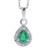 Pear Shape Emerald Diamond Halo Pendant Necklace 10Kt Gold 