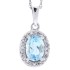 Aquamarine and Diamond Halo Pendant Necklace 14kt White Gold