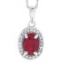 Oval Ruby Diamond Halo Pendant Necklace 14kt White Gold