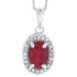 Oval Ruby Diamond Halo Pendant Necklace 14kt White Gold