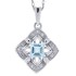 Princess Cut Aquamarine Diamond Pendant Necklace 10Kt Gold 