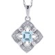 Princess Cut Aquamarine Diamond Pendant Necklace 10Kt Gold 