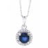 Sapphire and Diamond Halo Pendant Necklace 14kt White Gold