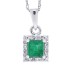 Princess Cut Emerald Diamond Pendant Necklace 14kt Gold 