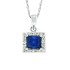 Princess Cut Sapphire Diamond Pendant Necklace 14kt Gold 