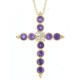 Amethyst Diamond Cross Pendant Necklace 14Kt Yellow Gold 