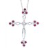 Ruby and Diamond Cross Pendant Necklace 14Kt White Gold